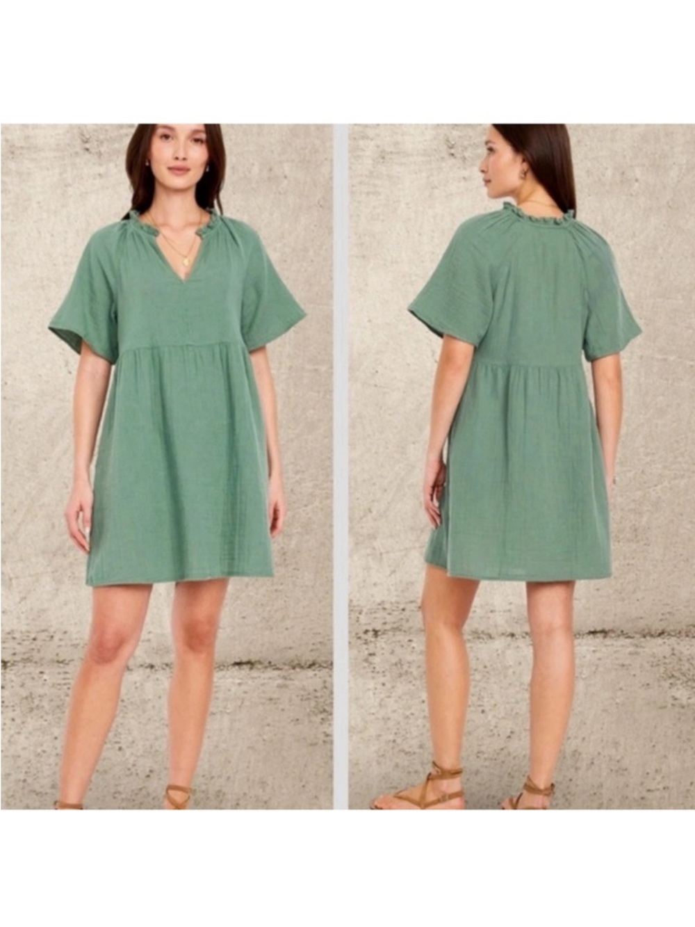 Old Navy Split-Neck Crinkle Gauze Mini Swing Dress Size XL NEW